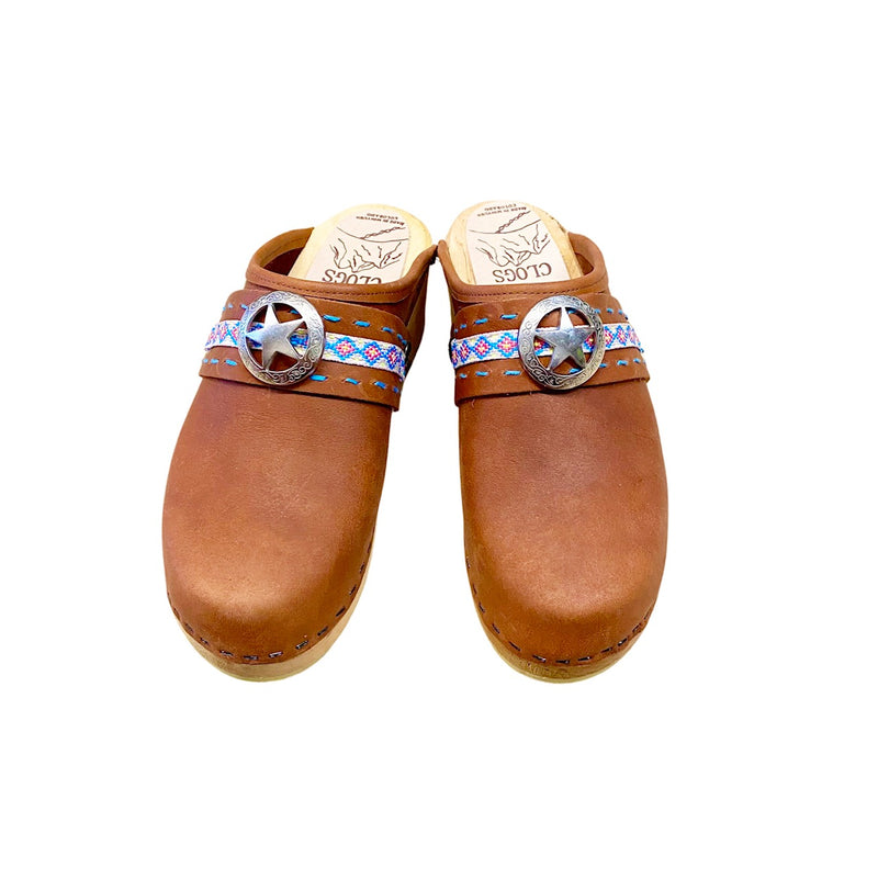 Traditional Heel Cinnamon with your choice of Boho strap
