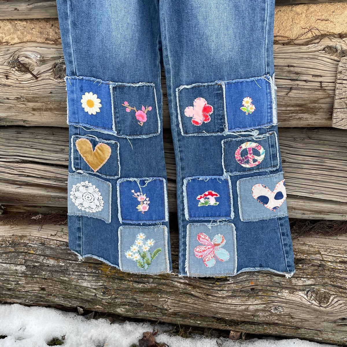 Tessa Upcycled Womens Patch Jeans Size 30 – Tessa Clogs / Swedish
