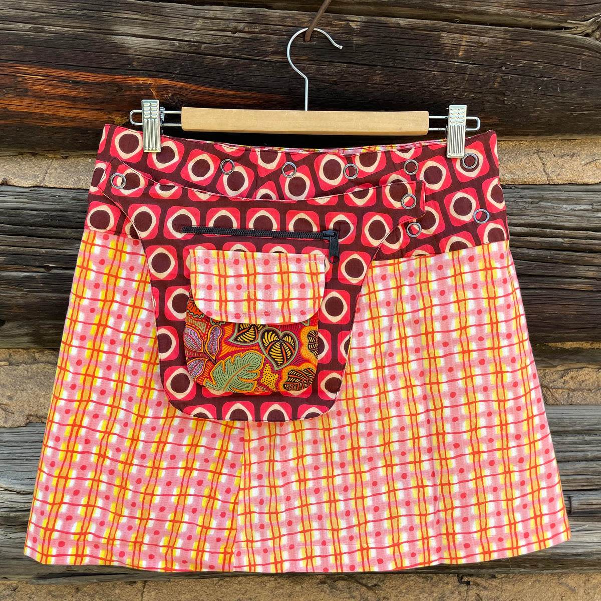 Asha Reversible Wrap Skirt Short - Light Pink/ Red/ Orange – Tessa