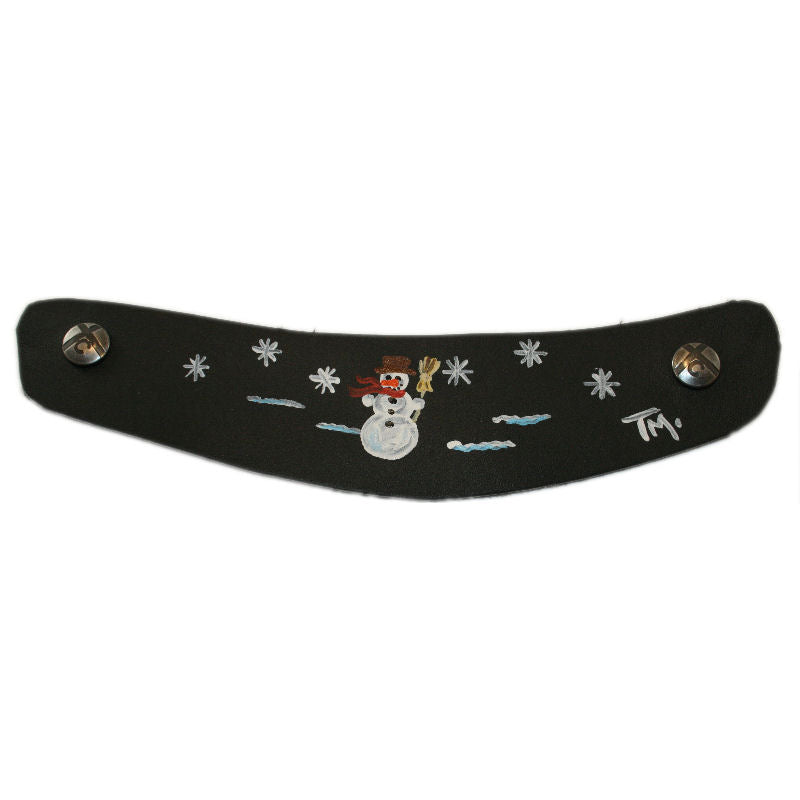 Black Snap Strap with Hand painted snowman design