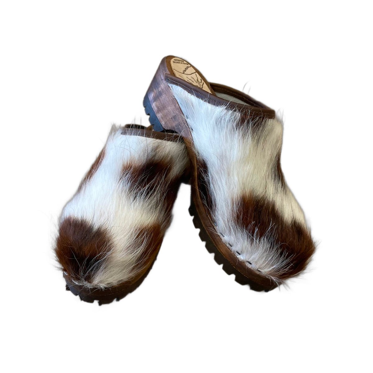 Mountain Sole Furry Tri Colored Pony – Tessa Clogs / Swedish Clog Cabin