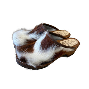 Furry Tri colored Pony Mountain Clogs