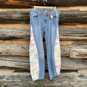 Tessa Upcycled Vintage Quilt Barrel Jeans Size 10