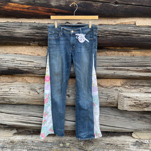 Tessa Upcycled Quilt Wide Leg Jeans Ralph Lauren Size 28/30