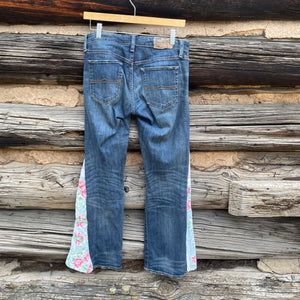 Tessa Upcycled Quilt Wide Leg Jeans Ralph Lauren Size 28/30