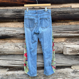 Tessa Upcycled Velvet Quilt Barrel Jeans Lee Size 26