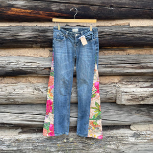 Tessa Upcycled Quilt Wide Leg Jeans Aeropostale Size 1/2