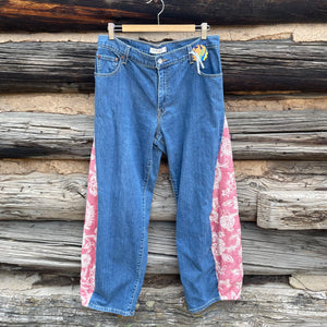Tessa Upcycled Quilt Barrel Jeans Levi's Size 14
