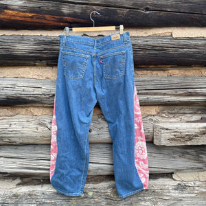 Tessa Upcycled Quilt Barrel Jeans Levi's Size 14