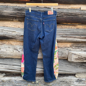 Tessa Upcycled Quilt Barrel Jeans Levi's Size 6