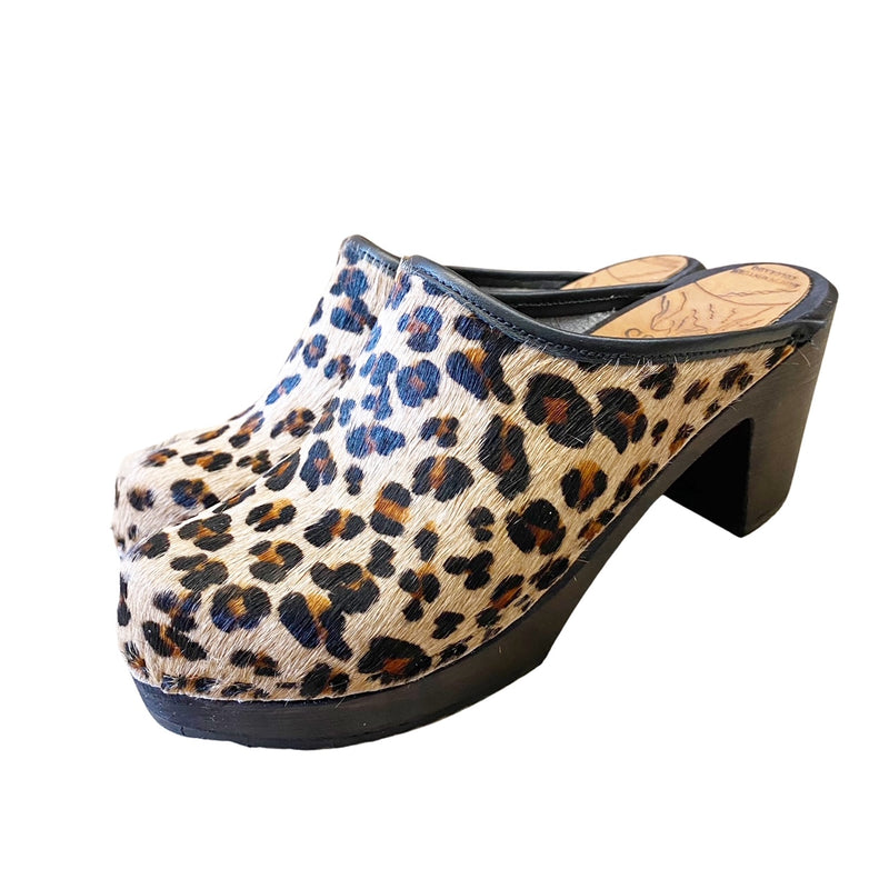 High Heel Leopard Printed Pony with Black Sole