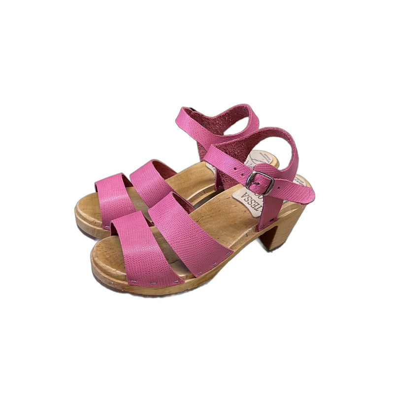 High Heel Emma sandal in Rosy Pink Lizzard