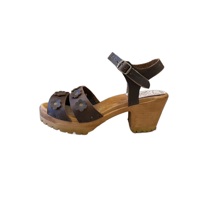 High Heel Mountain Emma Flower Sandal in Raisin