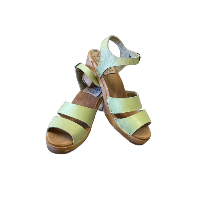 High Heel Emma sandal in Pistachio Lizzard