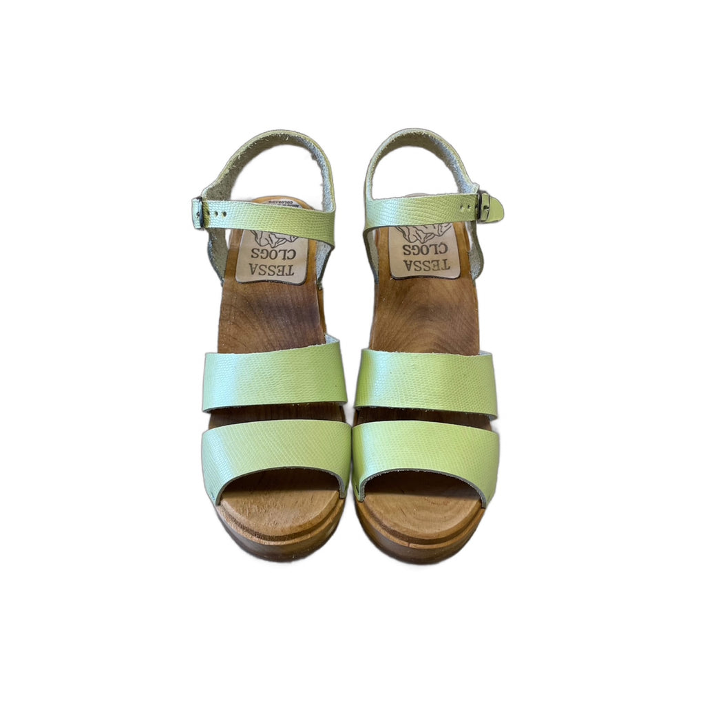 High Heel Emma sandal in Pistachio Lizzard
