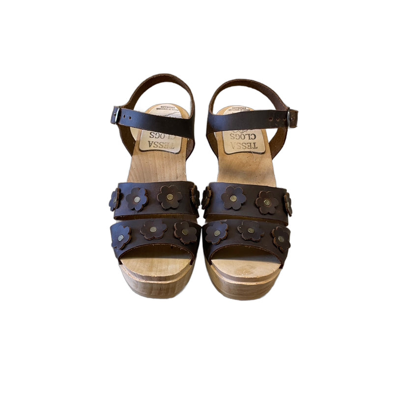 Ultimate High Emma Flower Sandal in Raisin