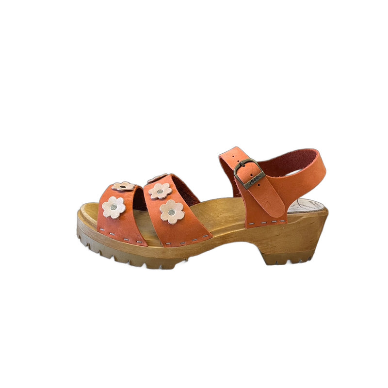 Orange/ Nude Emma Flower Sandal on our mountain sole