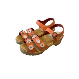 Orange/ Nude Emma Flower Sandal on our mountain sole