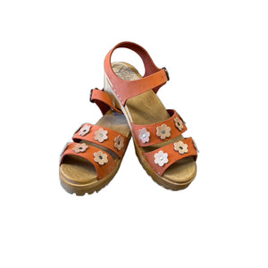 Orange/ Nude Emma Flower Sandal on our mountain sole