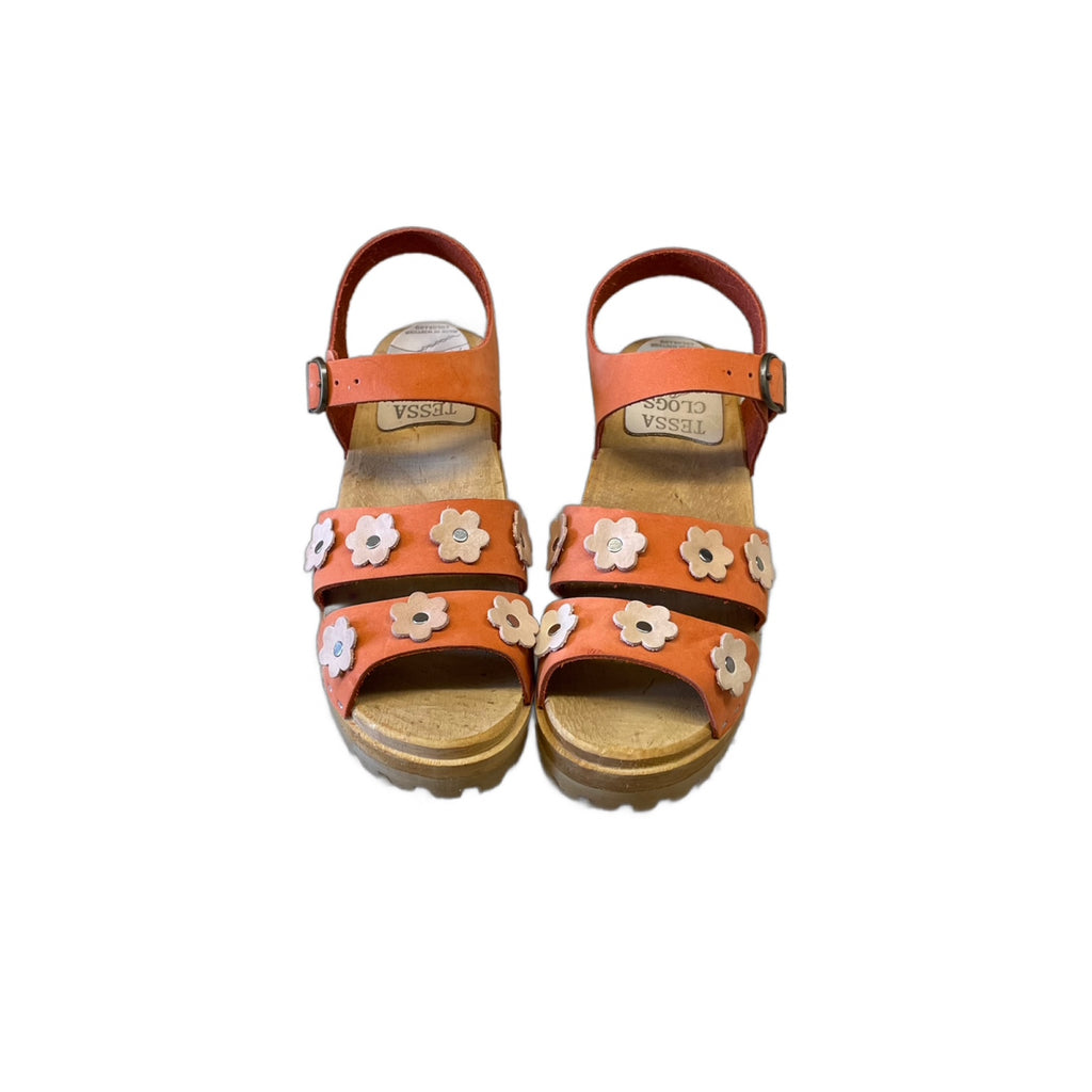 Orange/ Nude Emma Flower Sandal on our mountain sole