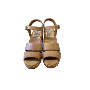 High Heel Emma Sandal in your choice of Neutral Featured Leather