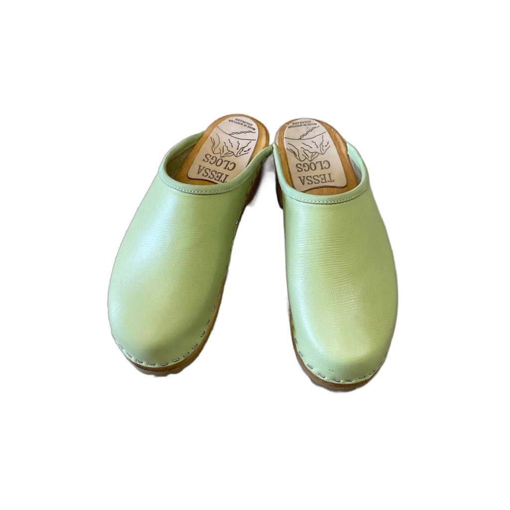 Plain Pistachio Traditional Heel Clog