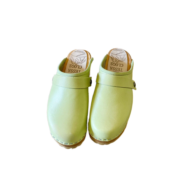 Pistachio Traditional Heel Snap Strap Clog