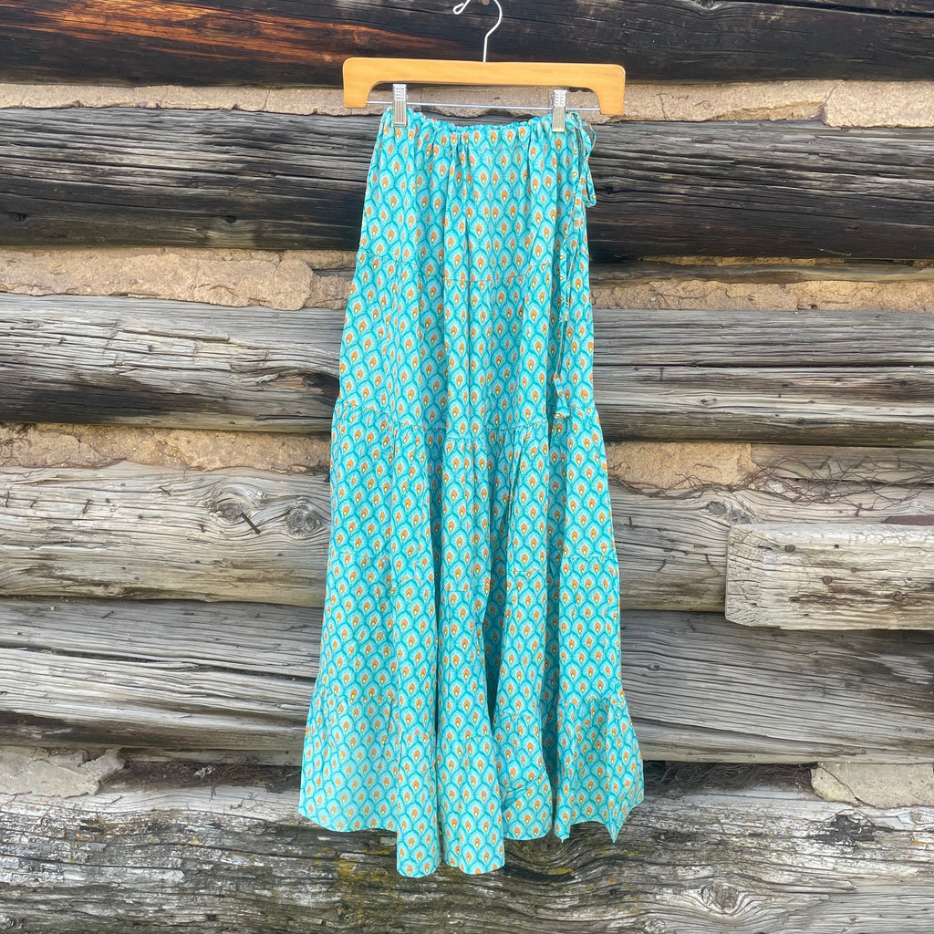Asha Camilla Skirt in Turquoise Print