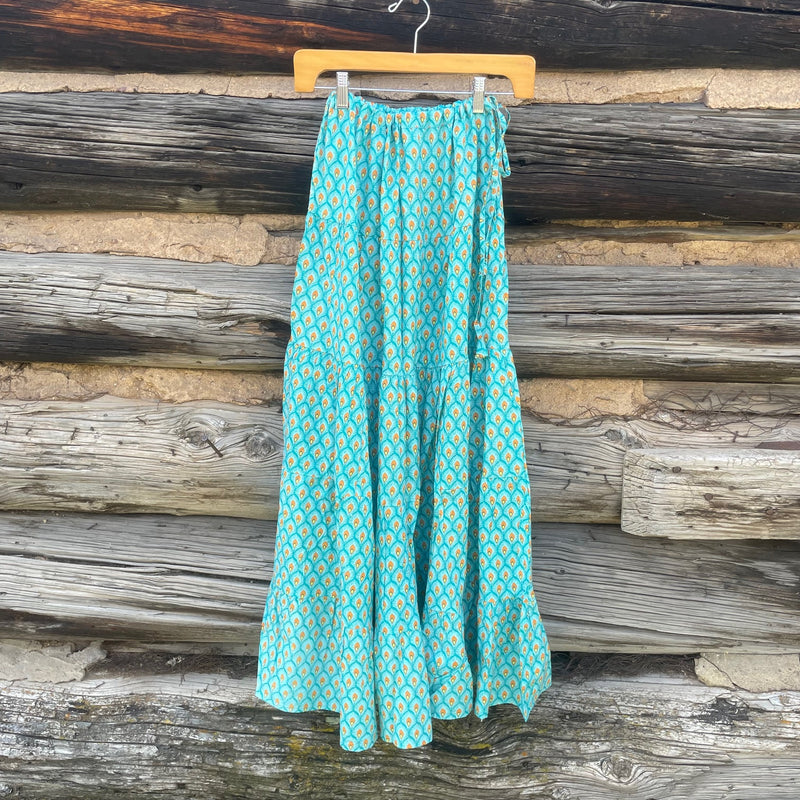 Asha Camilla Skirt in Turquoise Print