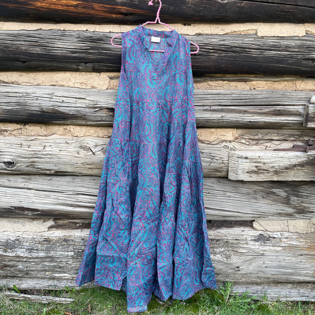 Asha Kahina Dress Tuquoise/Red Leat Print