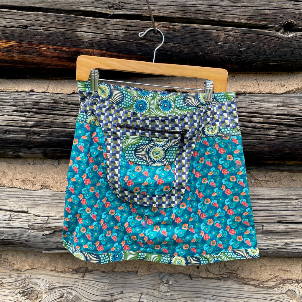 Asha Reversible Wrapskirt Teal/Green