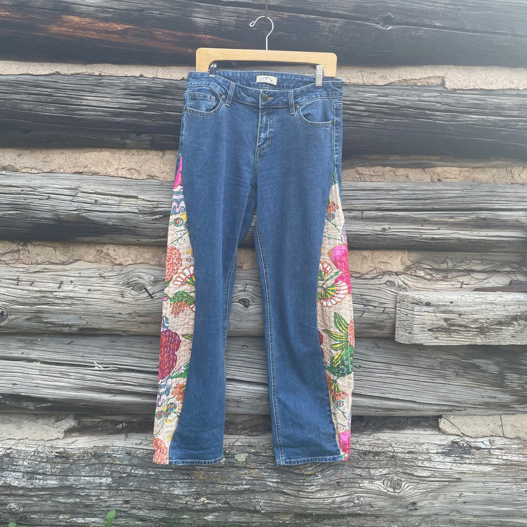 Upcycled Denim Quilt Barrell Shaped Jeans