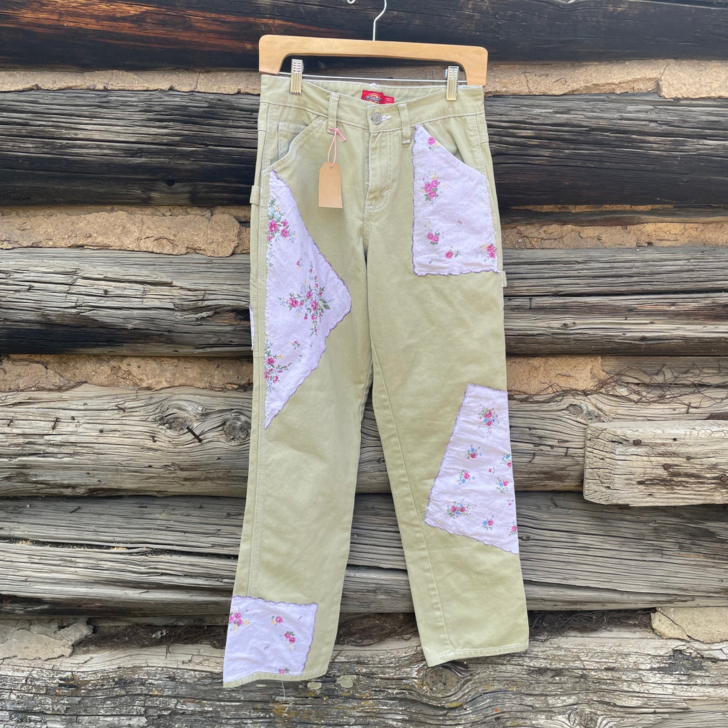 Light Green Upcycled Handkerchief Cargo Pants