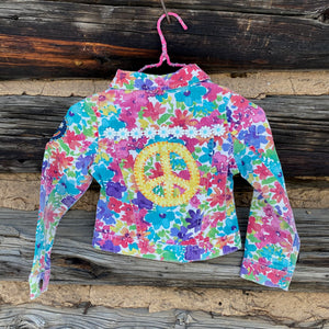 Tessa Kids "Hand Me Down" Upcycled Flower Denim Jacket size 5/6