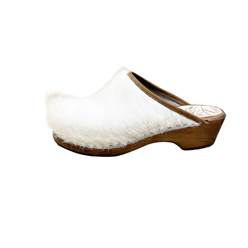 White Traditional Heel Cow Clogs size 37