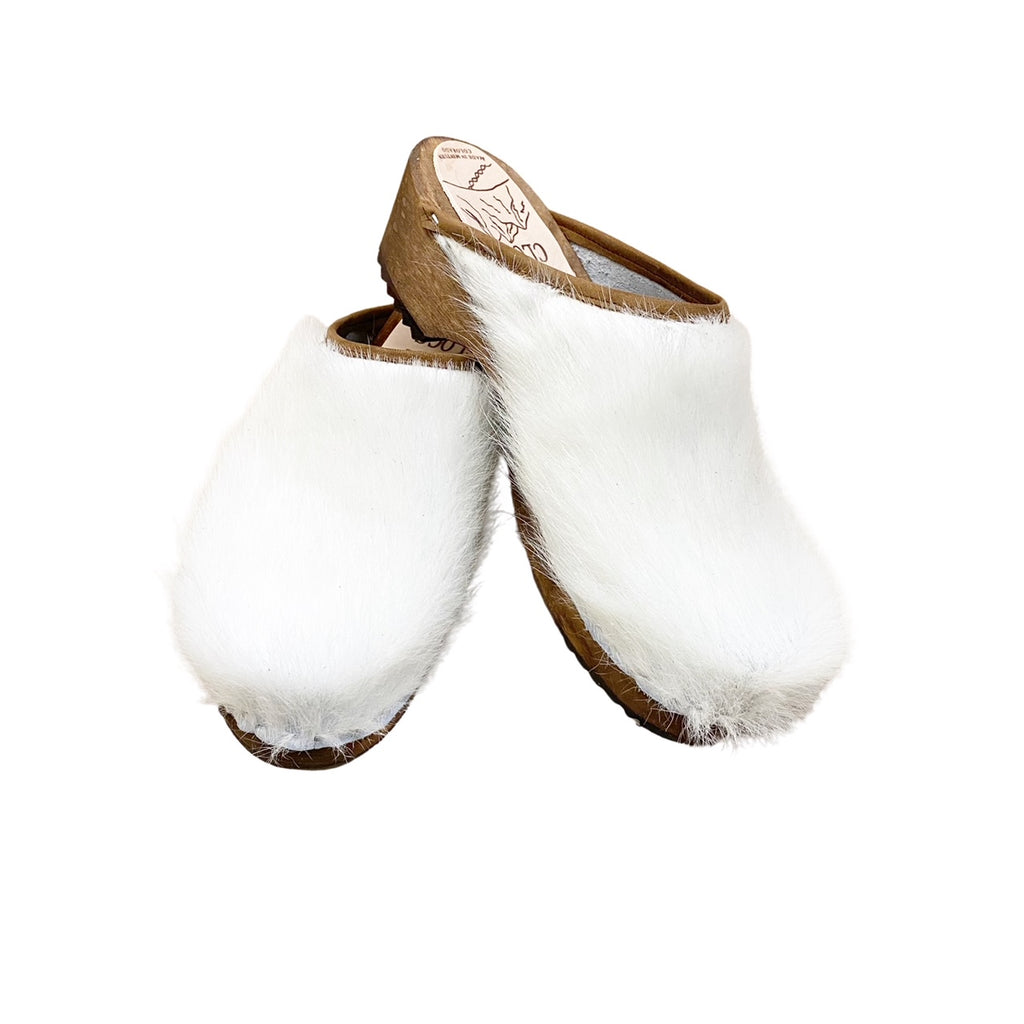 White Traditional Heel Cow Clogs size 37