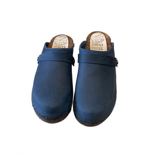 Midnight Blue Traditional Heel Snap strap Clogs