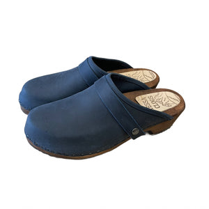 Midnight Blue Traditional Heel Snap strap Clogs