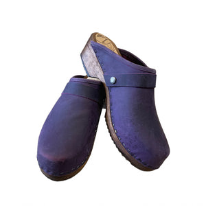 Dark Violet Traditional Heel Snap strap Clogs