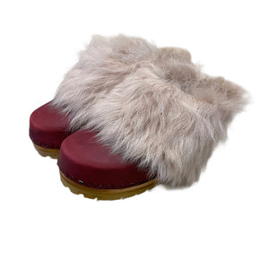 Mountain Sole Yura Black Cherry with Powder Pink Tigrado Shearling