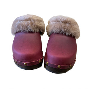 Black Cherry Traditional heel shearling Clogs