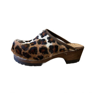 Mountain Sole Leopard Calf Clogs