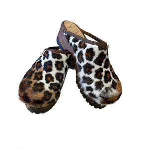 Mountain Sole Leopard Calf Clogs