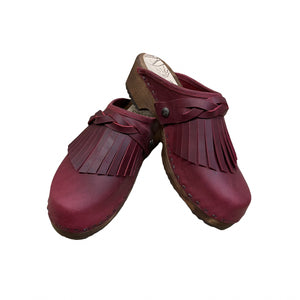 Black Cherry Fringe Clogs