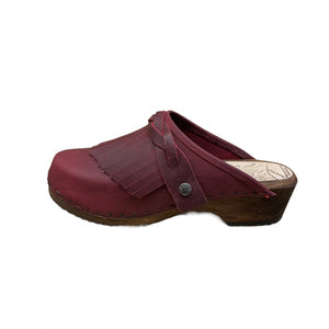 Black Cherry Fringe Clogs