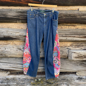 Tessa  Upcycled  Women's  Pink Quilt Barrel Jeans Size 8