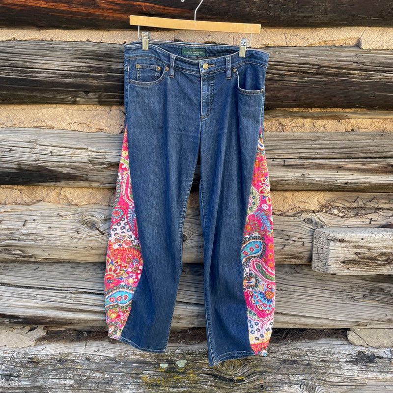 Tessa  Upcycled  Women's  Pink Quilt Barrel Jeans Size 8