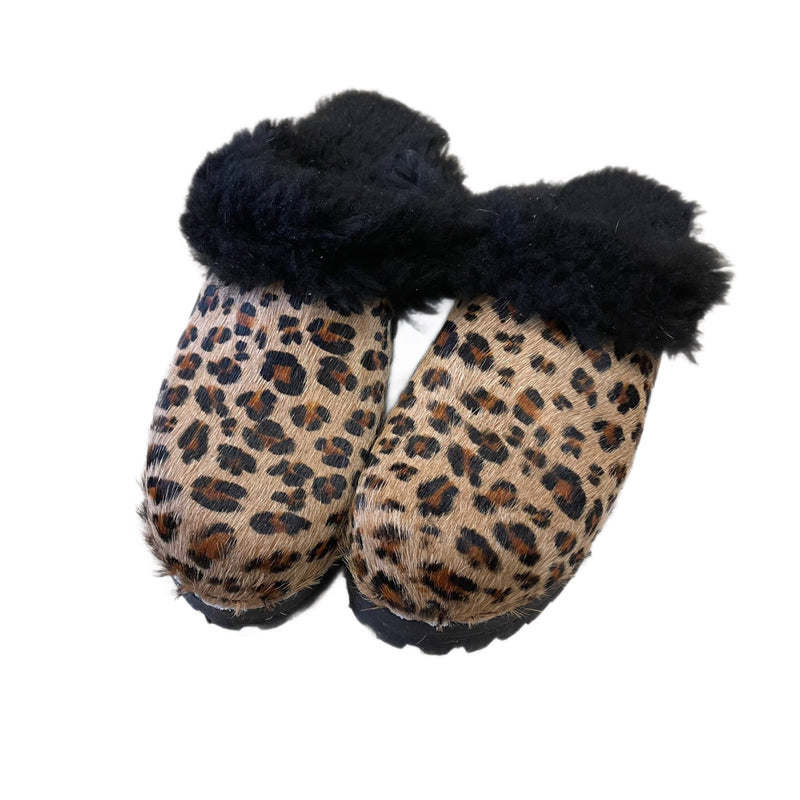Leopard Printed  Pony Shearling Clogs