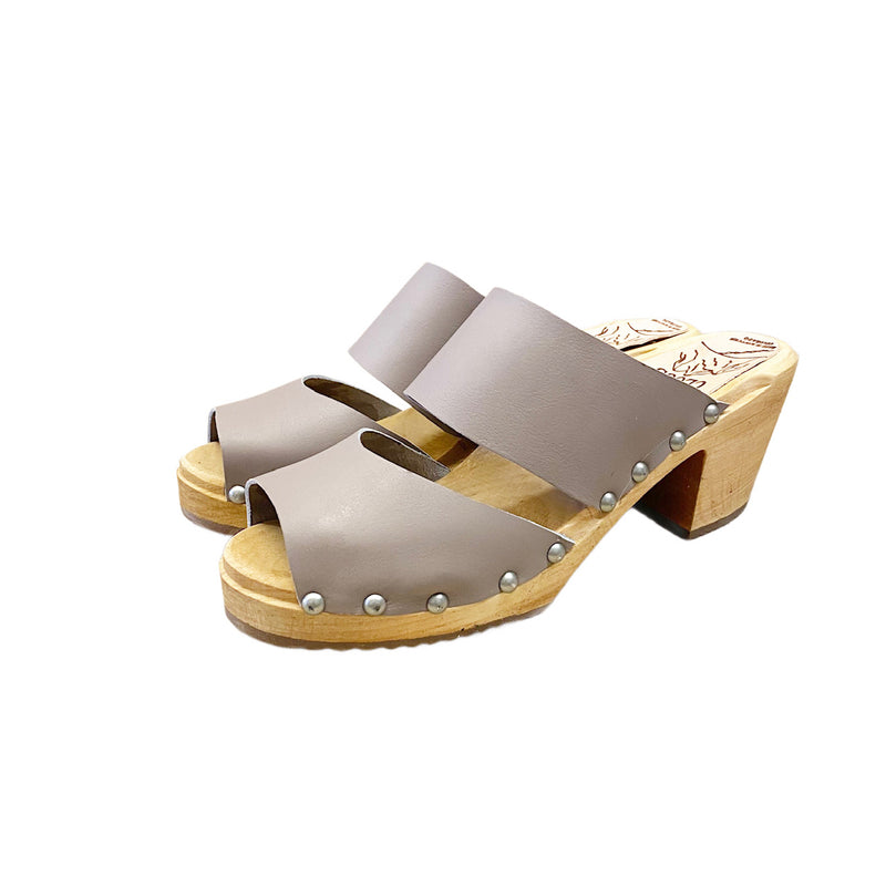 High Heel Two Strap Sandal in your choice of Featured Leather
