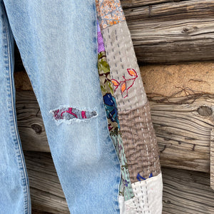 Patchwork Quilt Upcycled Barrel Jeans
